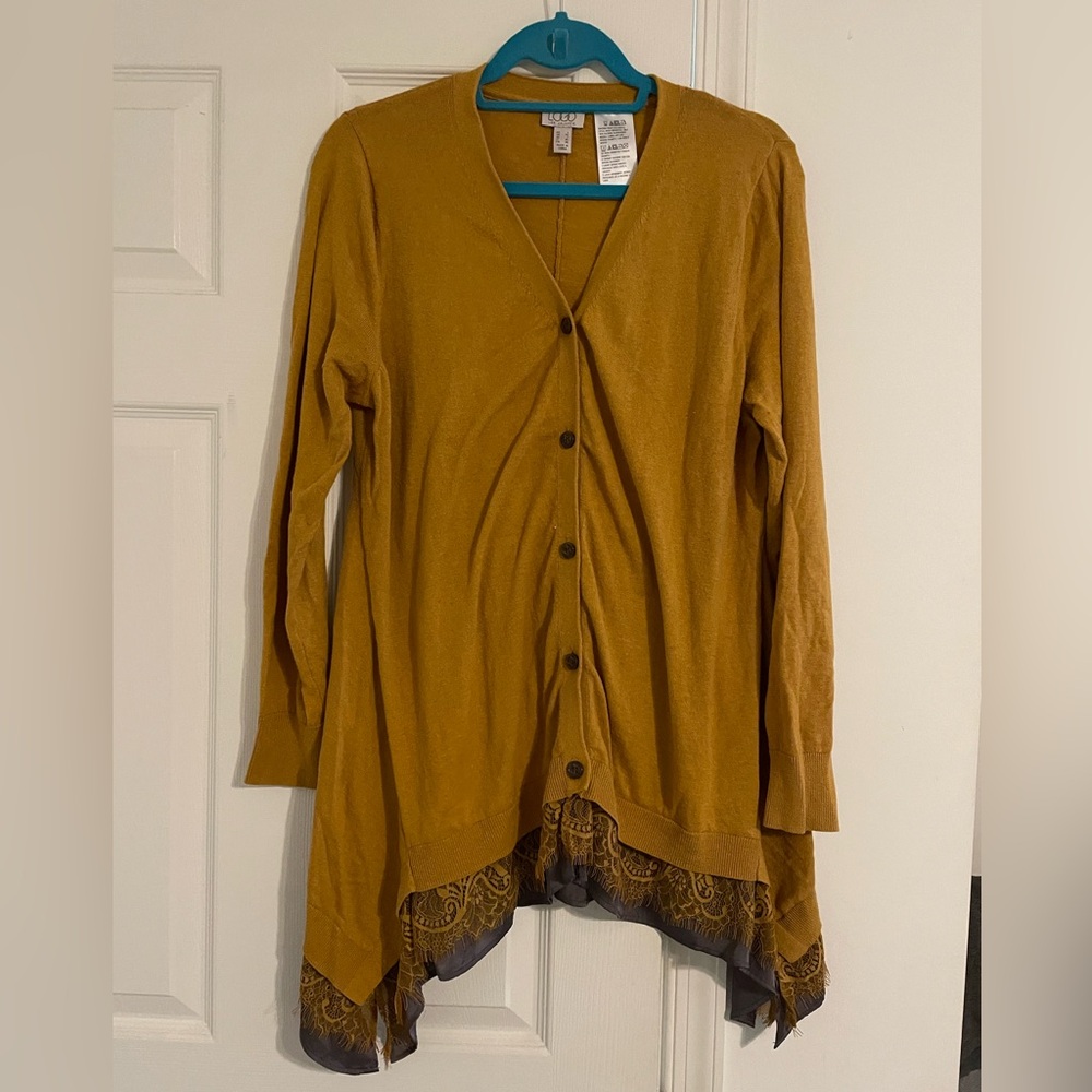 LOGO Cardigan with Lace hem